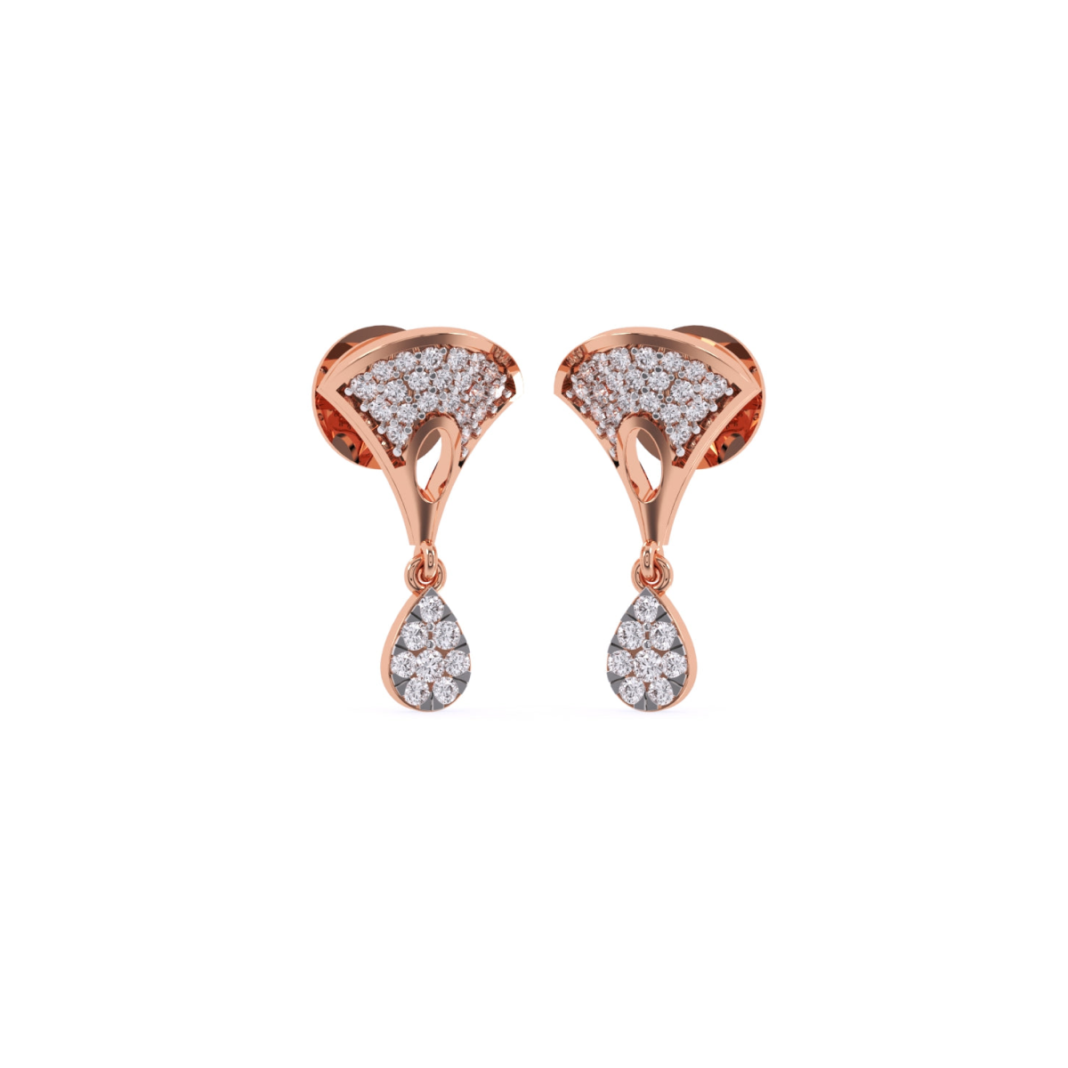 14K Rose Gold Teardrop Earlobe Earrings